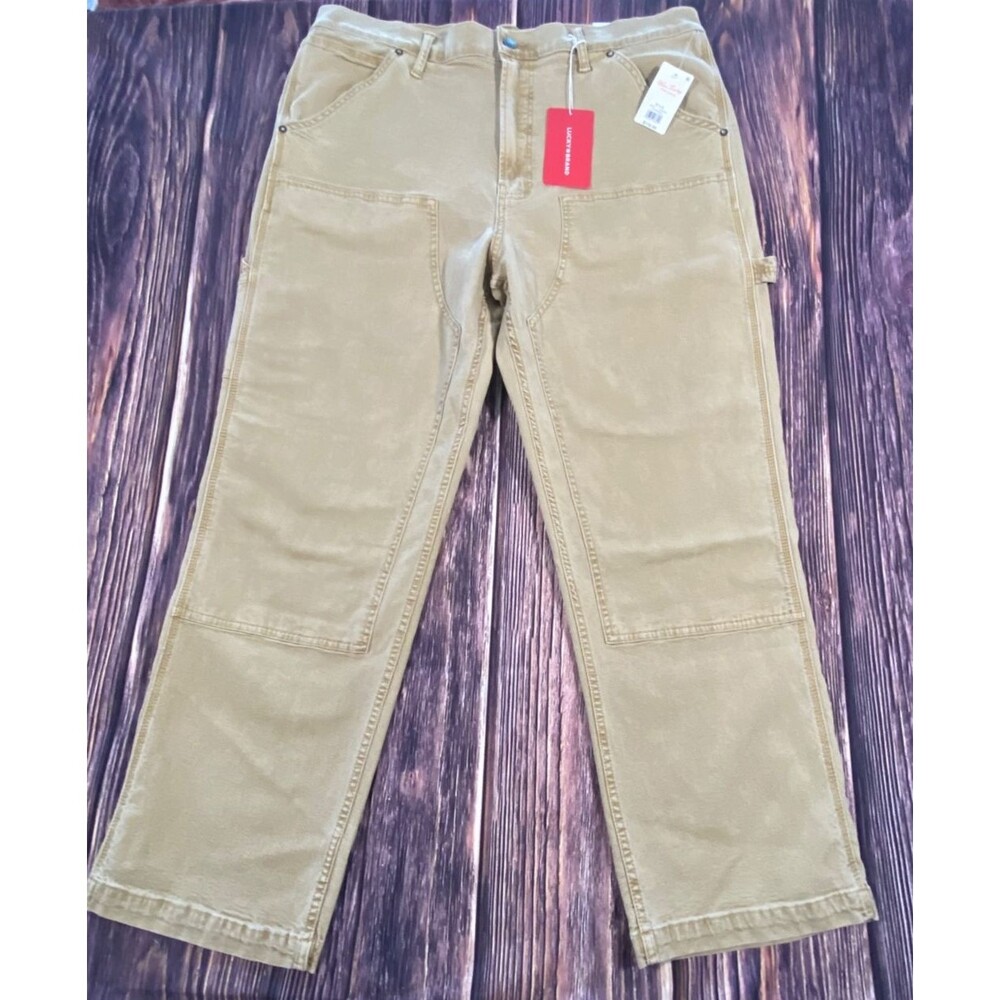 Lucky Brand Canvas Work Jeans Utility Relaxed Straight Carpenter 181 Tan 38x32
